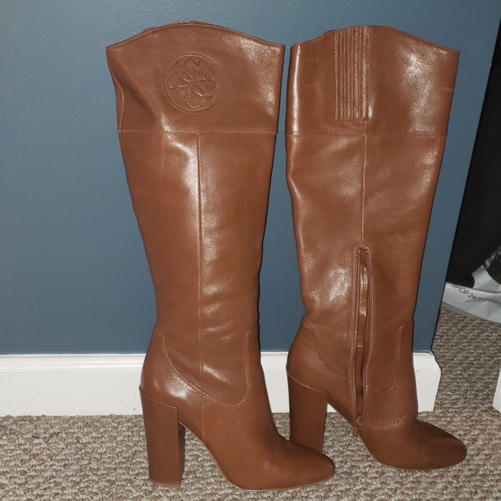 Guess real leather cognac color knee hi boots - Picture 7 of 7
